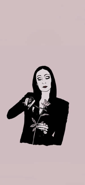 Wallpaper Familia Addams Morticia trandafir — iPhone 12 mini Fundal