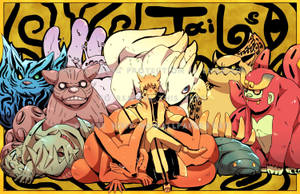 Fundal Fanart cu Personajele Bijuu Naruto — Naruto drăguț Fundal