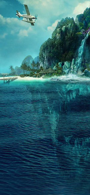Fantasy Island with jagged stone teeth wallpaper — Samsung S21 Ultra Fundal