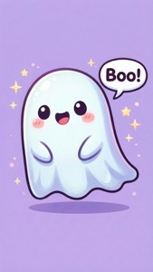 Fantoma drăguță kawaii care spune boo într-un mod prietenos. — iPhone Se Fundal