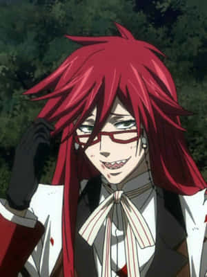 Fantomaticul Reaper, Grell Sutcliff, pe un fundal roșu. — Kindle Paperwhite Fundal