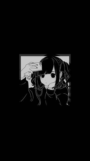 Fată anime tristă simplă alb-negru — Anime Alb Negru Fundal