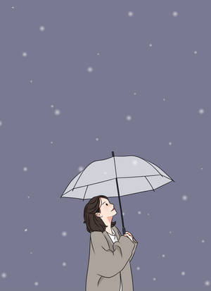Tapet cu fată estetică și umbrelă — Fată estetică GIF Fundal