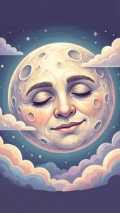 Un fundal de ecran SVG drăguț cu o lună care are o față adormită, în culori pastelate. — Luna Fundal