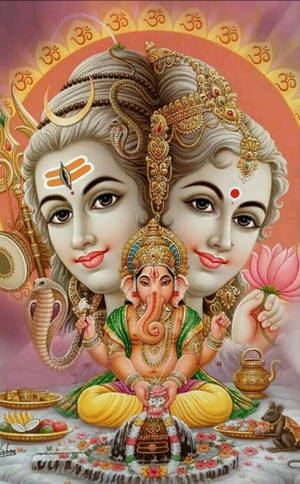 Festiv Shiva Parvati Cap Unite și Ganesha — Galaxy Tab Active5 Pro Fundal