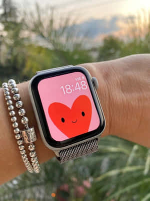 Fetă de Ceas Apple Drăguță cu Inimă — Apple Watch Fundal