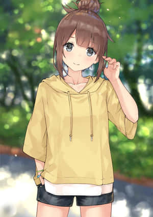 Imagini cu fetiță anime în hanorac — Anime drăguță fată Fundal