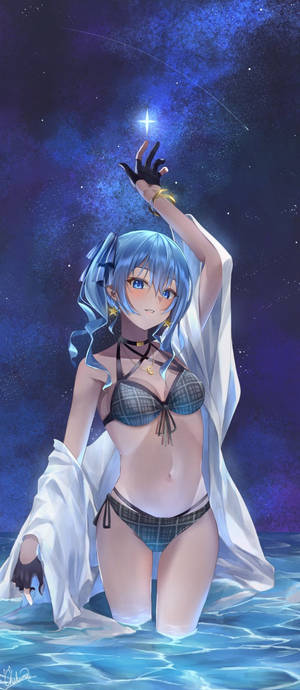 Fetită Anime În Bikini Noaptea — Galaxy Z Flip Fundal