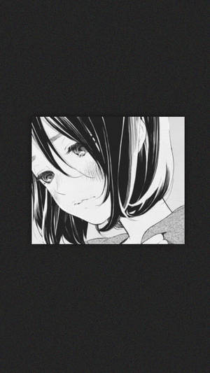 Fetita anime trista estetica alb-negru telefon — Anime Alb Negru Fundal