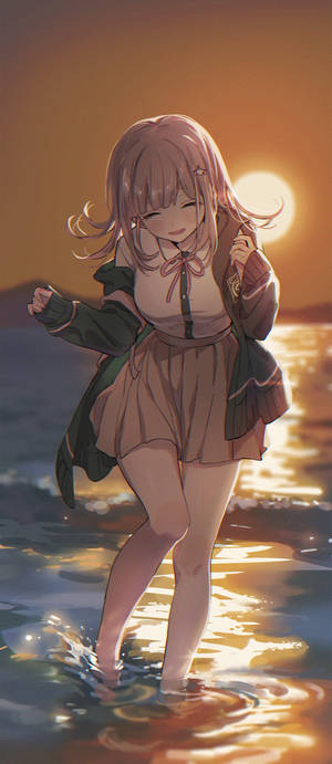 Fond de ecran cu fetita drăguță Chiaki Nanami — Galaxy Z Flip Fundal