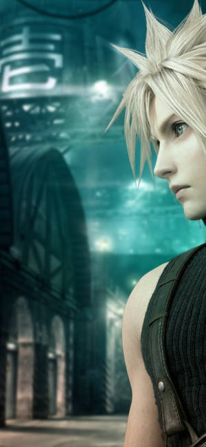 Tapet cu profilul lateral al lui Cloud din Final Fantasy 7 — iPhone 16 Pro Fundal