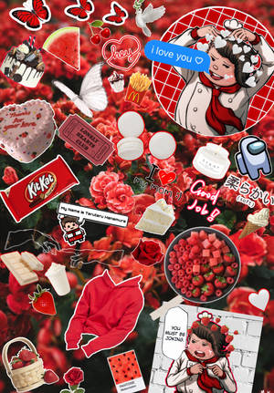 Fond de ecran flori roșii Kitkat Picsart — OnePlus Pad Fundal