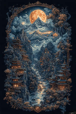 Tibet, peisaj nocturn, gotic, surreal, artă digitală — iPhone 4 Fundal