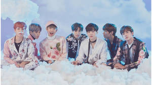 BTS pe desktop cu zăpadă artificială — Bts Desktop Fundal