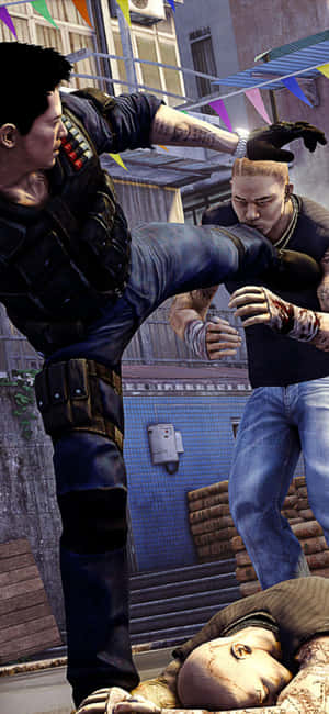 Fond Sleeping Dogs pentru iPhone XS — Câini adormiți Fundal