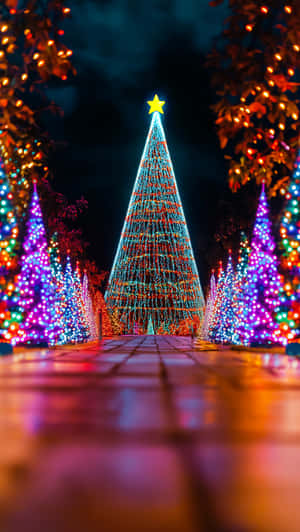 Linia de Crăciun, Crăciun, Fonduri de ecran de Crăciun, sărbătoare, Crăciun 4K, Fonduri de ecran Crăciun 4K, Crăciun fericit, x mas, lumini de Crăciun, lumini, iarnă, zăpadă — Iarnă Fundal