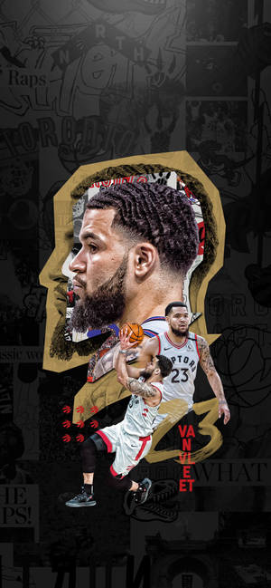 Fred Vanvleet poster negru wallpaper — iPhone 13 Pro Fundal