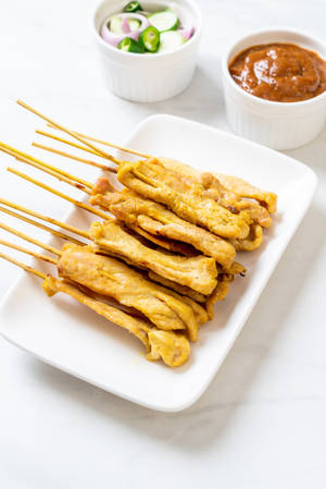 Frigărui de Pui Satay Apetizante Mâncare Asiatică — Xiaomi Pad 7S Pro 12.5 Fundal