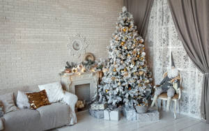 Frumoasă cameră de Crăciun cu decor alb — Crăciun frumos Fundal