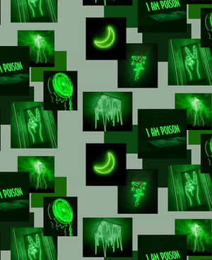 Fundal estetic verde neon vibrant — Estetică verde neon Fundal