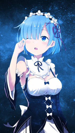 Fundal telefon galaxie cu Rem din Re:Zero — Galaxy phone Fundal