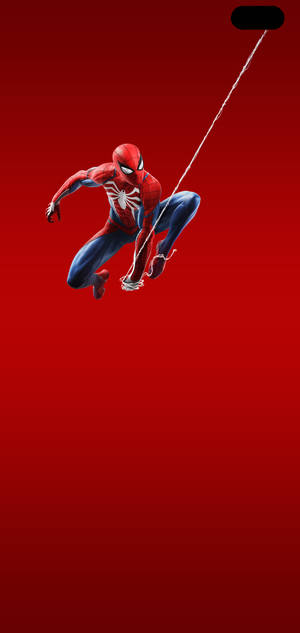 Wallpaper minimalist Galaxy S10 Plus Spider-Man pe roșu — iPhone 14 Pro Max Fundal