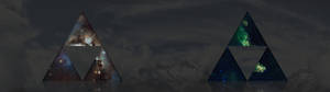 Wallpaper dual screen cu simbolul triforce galactic. — 5120x1440 Fundal