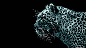 Wallpaper vedere laterală a unui ghepard albastru deschis pe fundal negru