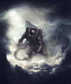 Wallpaper Godzilla vs Kong luptându-se în nori întunecați — Motorola Razr Ultra 2026 Fundal