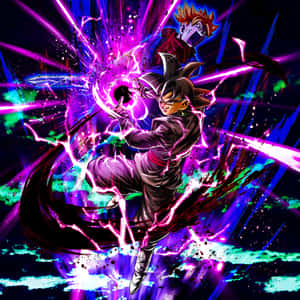 Goku Black în Poziție de Luptă Intensă — Goku Negru Fundal