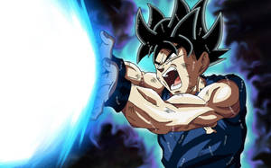 Fundal cu Son Goku încărcându-și Kamehameha.