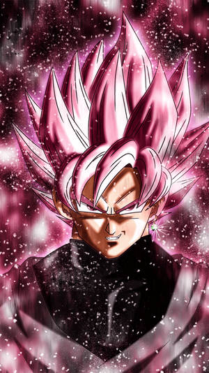 Goku negru cu efect de sclipici roz
