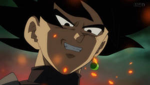Goku Negru Rânjind Maniacal