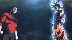 Goku Ultra Instinct în fața lui Jiren