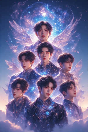 BTS,K-pop,fantasy,realist,magic,artă digitală,cosmic,vise,grupe — iPhone 4 Fundal