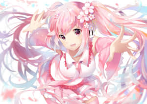 Sakura Miku — Kawaii roz Fundal