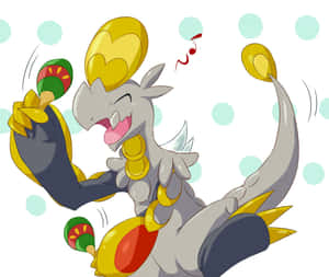 "Hakamo-o sărbătorește cu maracas" — Pokemon drăguț Fundal