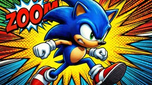 Sonic sare din paginile unei beni desenate cu efecte îndrăznețe. — Sonic Fundal