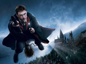 Harry cu bagheta Harry Potter laptop — Estetic Harry Potter Fundal