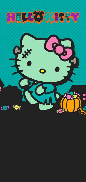 Fond de ecran Hello Kitty Halloween Zombie Verde — iPhone 15 Fundal