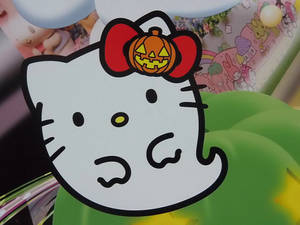 Imagine de fundal cu Hello Kitty Halloween Fantoma Albă — Hello Kitty Halloween Fundal