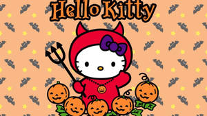 Hello Kitty Halloween Diavol Roșu fundal — Hello Kitty Halloween Fundal