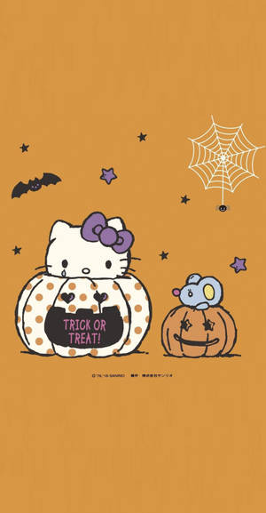Fond de ecran Hello Kitty Halloween Artă Drăguță — Hello Kitty Halloween Fundal