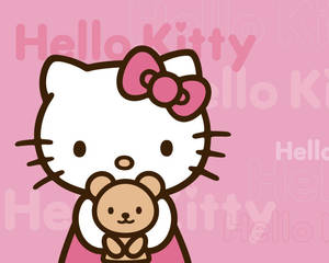 Hello Kitty roz cu ursuleț de pluș