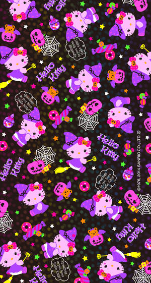 Hello Kitty Vrăjitoare Kawaii de Halloween — Kawaii halloween Fundal