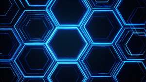 Artă digitală abstractă cu hexagoane albastre neon — Albastru neon estetic Fundal