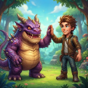 Wallpaper interactiv Puzzle & Dragons prietenos — Tecno Phantom V Flip2 Fundal