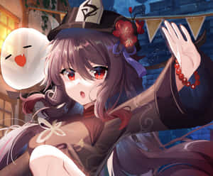 Hu Tao pe străzile din Liyue — Genshin impact GIF Fundal