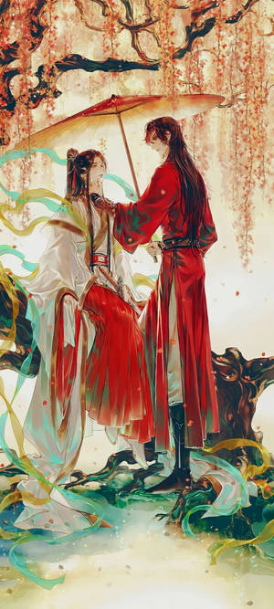 Wallpaper Hua Cheng sub un cireș înflorit — Pixel 10 Fundal