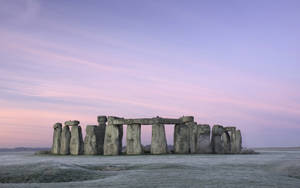 Fond de ecran Iarnă La Stonehenge Anglia — Zori Fundal